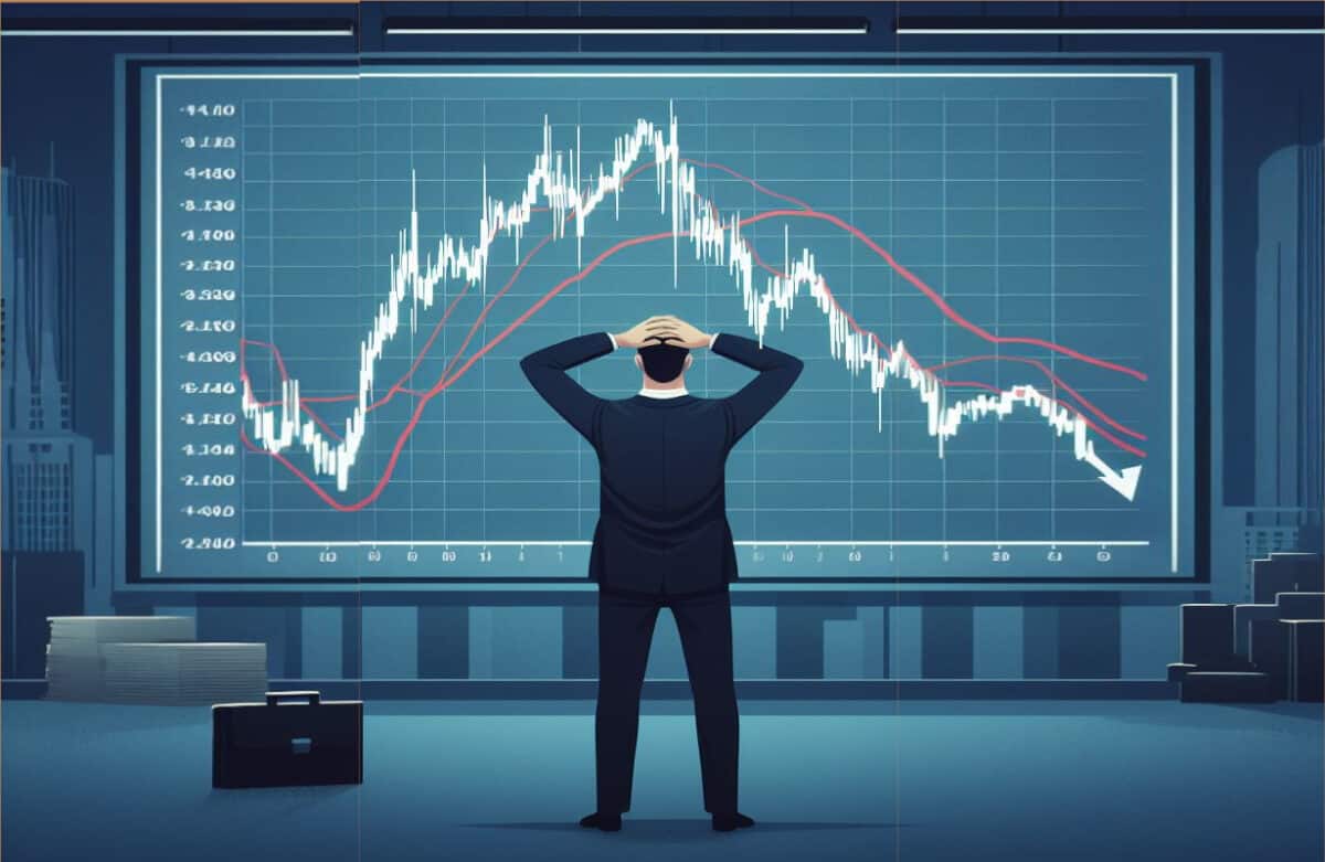 Erfolgreich Traden: Wie Sie Margin Calls vermeiden und profitabel handeln Margin Call? Symbolbild-Trader betrachtet Kursverlauf mit deutlichem Downtrend