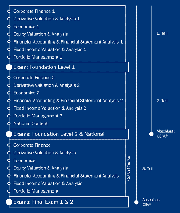 Analysten und Börsenhändlerprüfungen - Eurex, Xetra, USA, Kosten, Zertifizierung (2025) Die Programmstruktur des CIIA