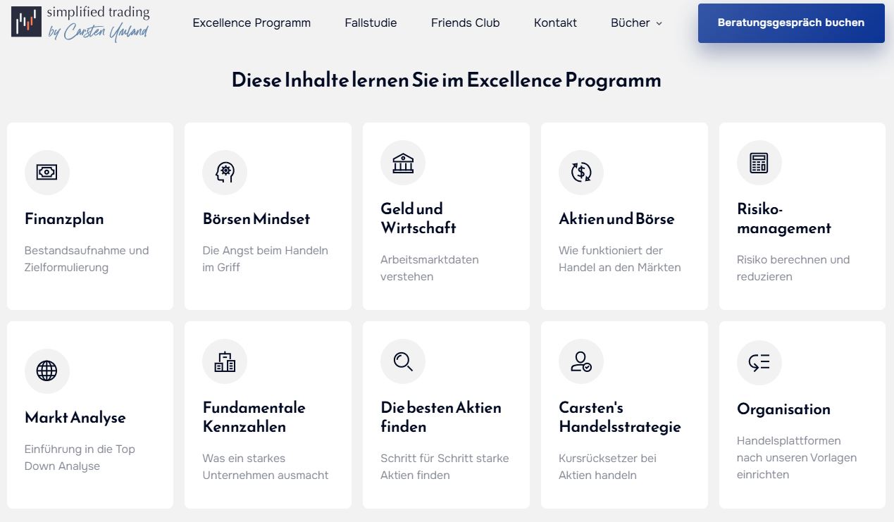 Carsten Umland – Erfahrungen mit dem Trading-Coaching & dem friends club (2025) Genauere Informationen zum Trading Coaching mit Carsten Umland erfährst du im Rahmen eines kostenlosen Erstgesprächs