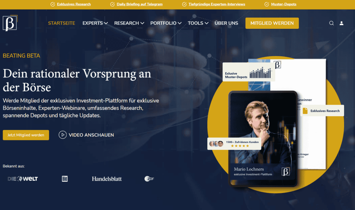 Beating Beta – Erfahrungen mit der Finanz-Plattform von Mario Lochner Beating Beta ist eine Finanzplattform von Mario Lochner, die Anlegern einen Vorsprung an der Börse verschaffen soll