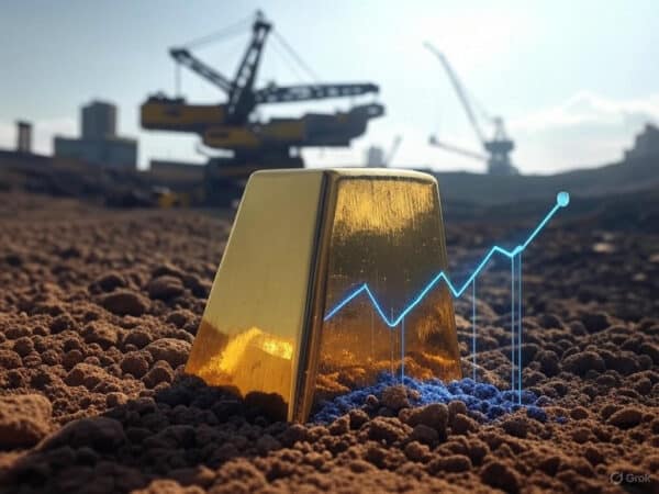 Die besten Goldaktien kaufen für das Jahr 2025 Minenaktien und Goldinvestment stilisiert als kleines Titelbild