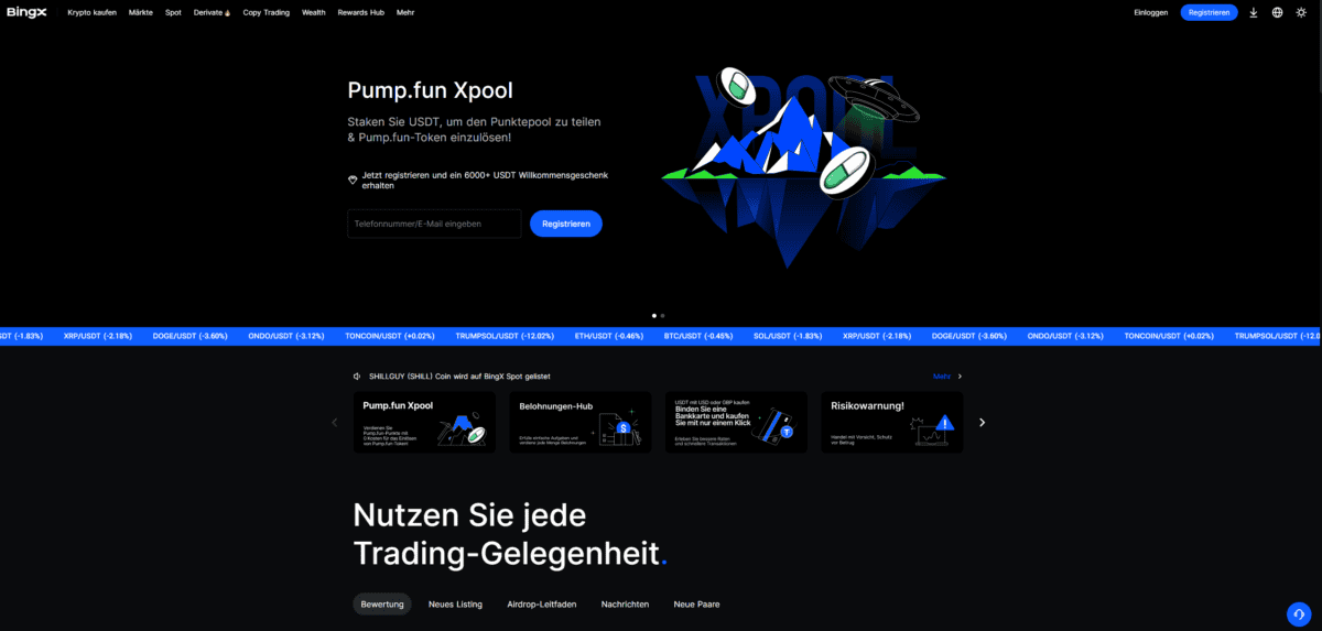 BingX Erfahrung: Die populäre Krypto-Börse im Test (2025) Die Startseite von BingX – Erfahrungen, Bewertungen, handelbare Kryptos und Kundenservice im Test