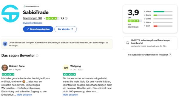 SabioTrade Erfahrungen und Test – Alles über die Challenge der Prop Trading Firma (2025) Bei Trustpilot fallen die Bewertungen und Erfahrungen mit SabioTrade überwiegend positiv aus, wenngleich es auch vereinzelt Kritik gibt