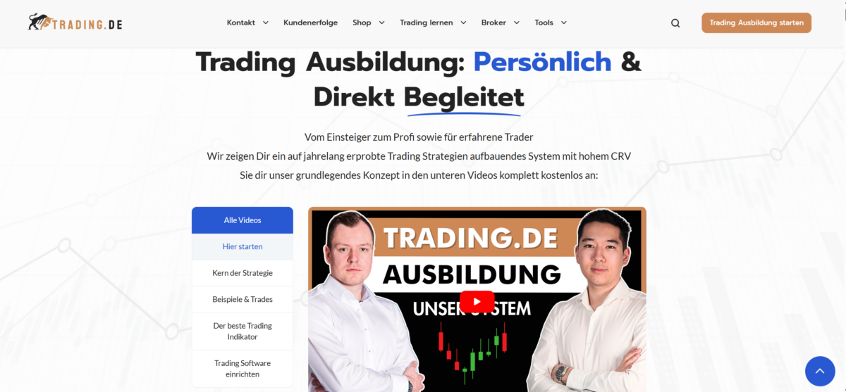 Was bietet Trading.de? Plattform, Ausbildung & Erfahrungen (2025) die startseite von trading.de