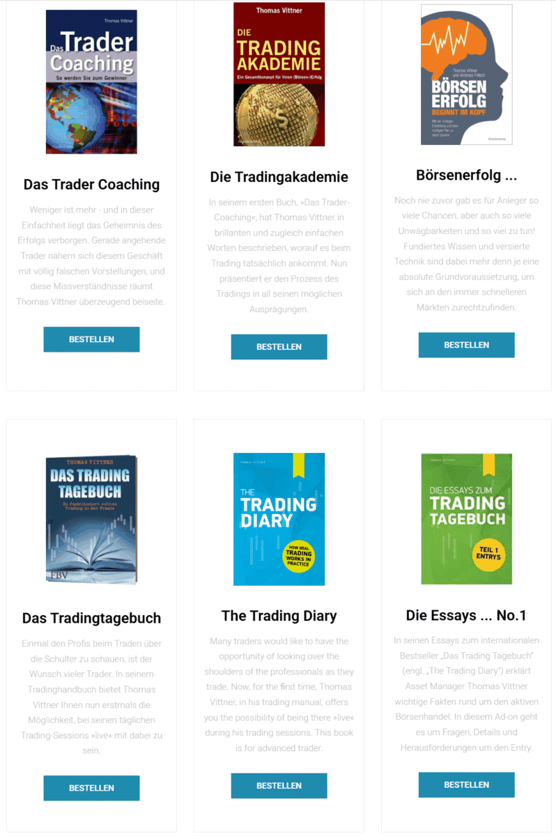 Thomas Vittner - Trading-Ausbildung, Bücher & Erfahrungen (2025) die fachbücher von thomas vittner auf der webseite präsentiert