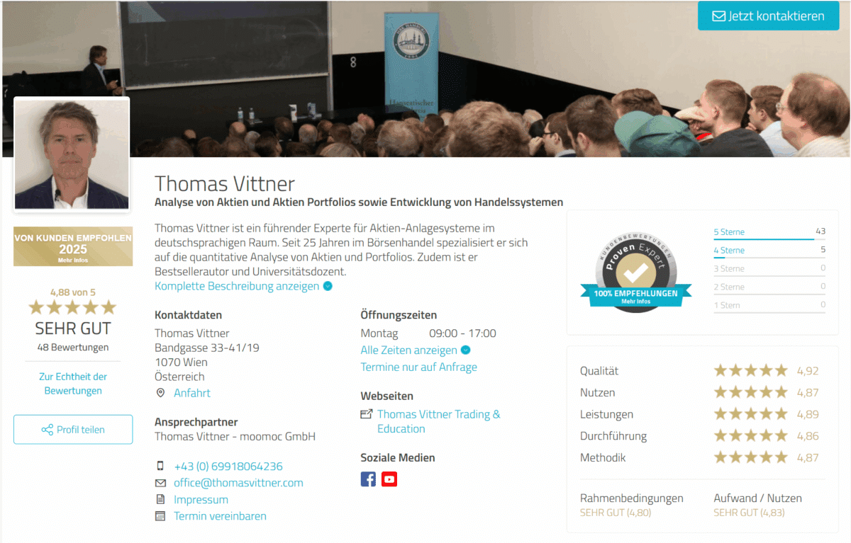 Thomas Vittner - Trading-Ausbildung, Bücher & Erfahrungen (2025) thomas vittner bewertung auf provenexpert