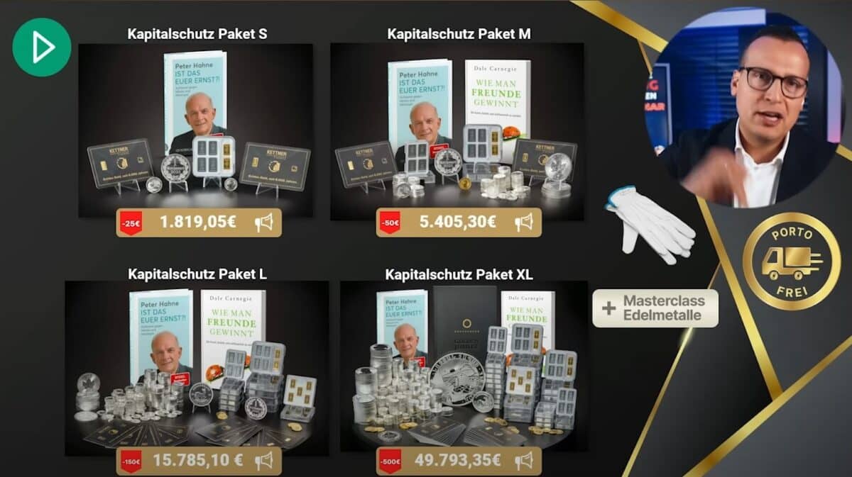 Kettner Edelmetalle Erfahrungen – ist Dominik Kettner seriös? Die Kapitalschutzpakete von Kettner Edelmetalle kosten bis zu 50000 Euro