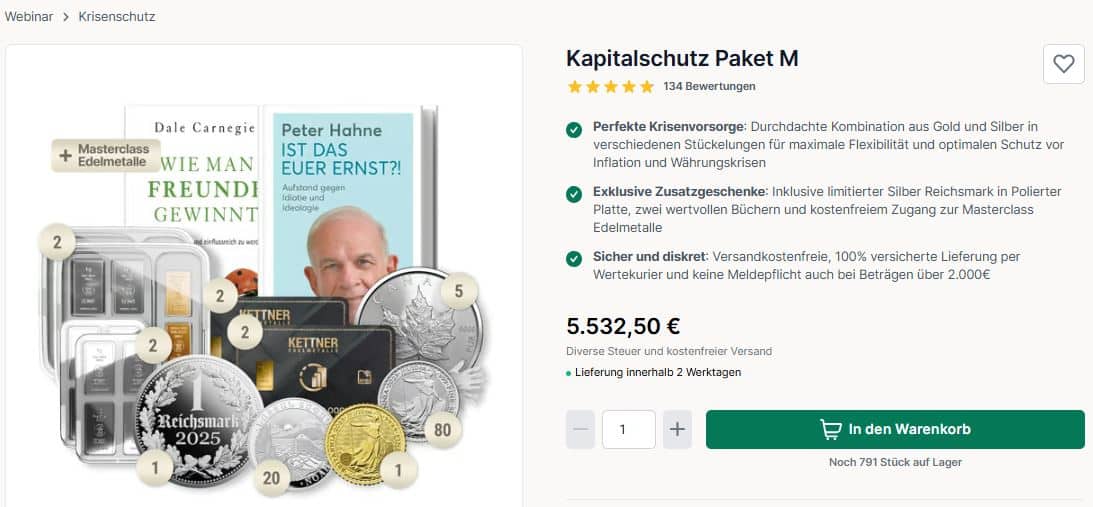 Kettner Edelmetalle Erfahrungen – ist Dominik Kettner seriös? Die Kettner Edelmetalle Kapitalschutzpakete werden in verschiedenen Größen angeboten und sind laut vieler Erfahrungsberichte teilweise überteuert