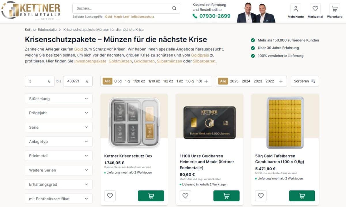 Kettner Edelmetalle Erfahrungen – ist Dominik Kettner seriös? Die Kettner Edelmetalle Krisenschutzpakete sollen vor wirtschaftlichen Krisen und Geldwertverlust schützen