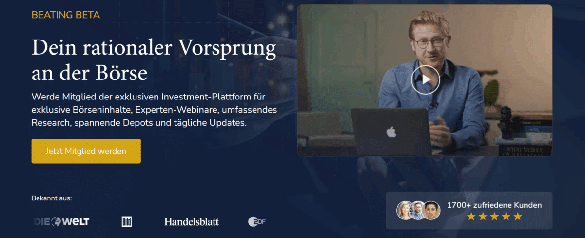 Mario Lochner – Finanzexperte, Autor und YouTube (2025) die webseite beating beta von mario lochner mit video und button zur mitgliedschaft