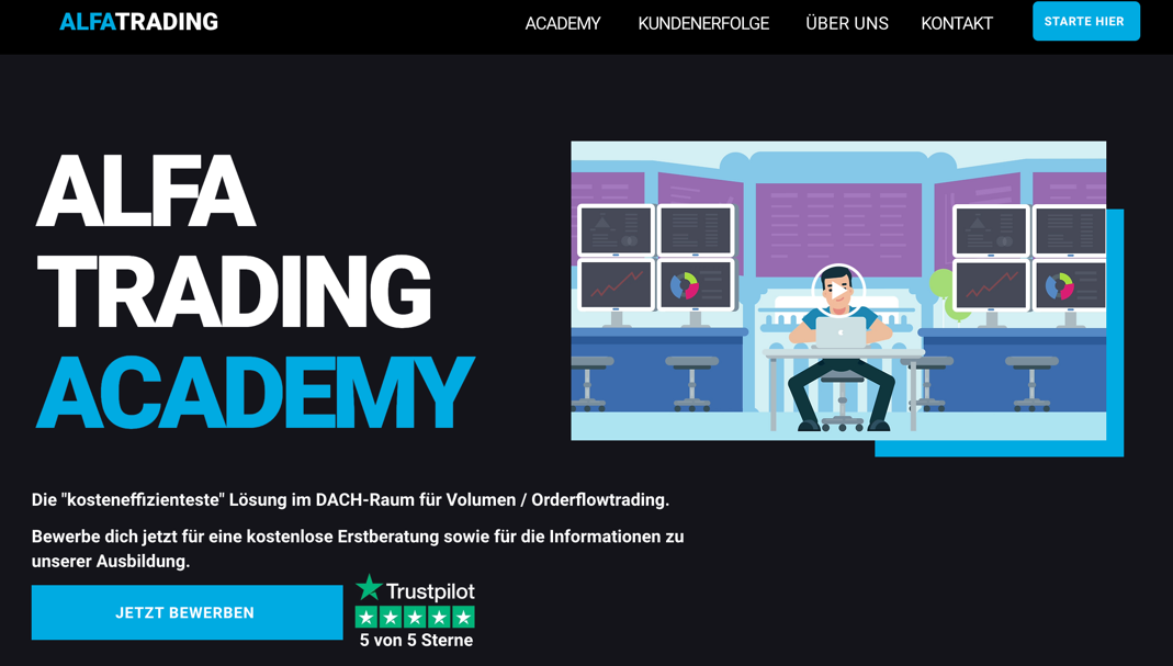 ALFA Trading Academy – Futures Daytrading lernen - Test (2025) Alfa Tradng Academy Webseite