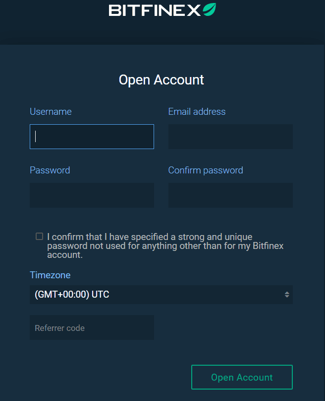 Bitfinex.com - Kryptowährungen kaufen und verkaufen (2025) Registrierung bei Bitfinex