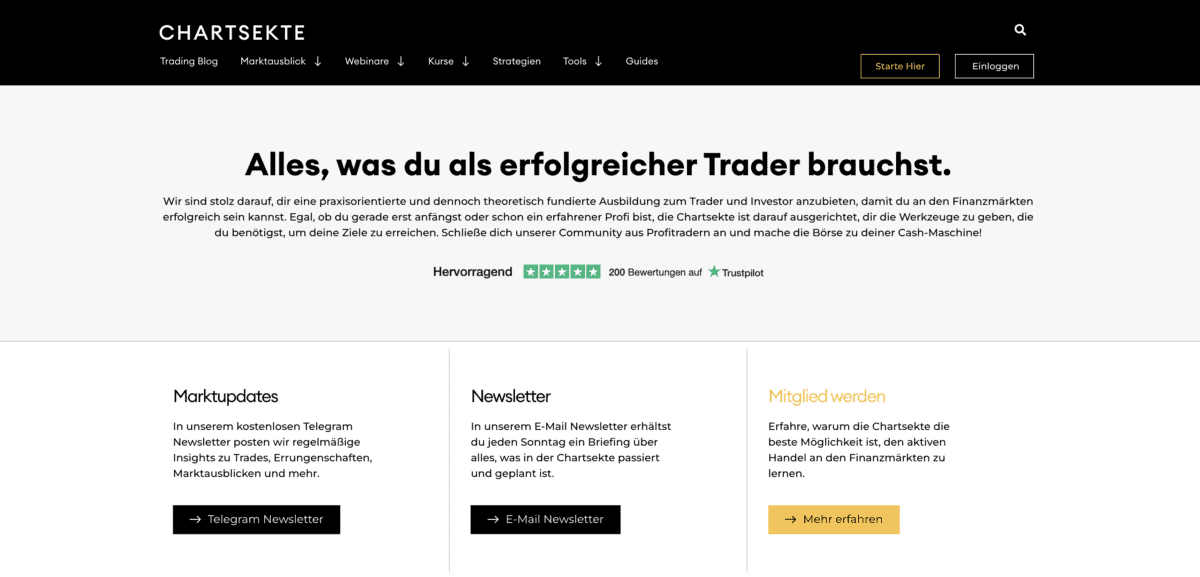 Das Bild zeigt die Startseite der Community. 