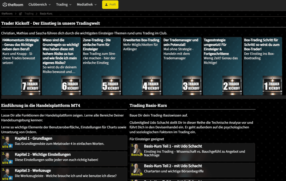 Alles über TradersClub24 - Erfahrungen | Angebote | Seriosität (2025) Der Mitgliederbereich von theroom ist übersichtlich gestaltet und einige Inhalte können auch von Nicht-Mitgliedern kostenlos genutzt werden
