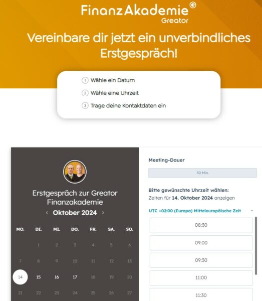 Die Greator Finanzakademie im Check – wie seriös ist die Ausbildung? Die Anmeldung in der Greator Finanzakademie erfolgt über ein kostenloses Erstgespräch