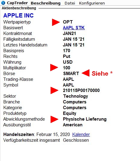Optionshandel lernen - der ultimative Guide für Einsteiger, mit Video und Beispielen (2025) Optionen handeln - Finanzinstrumentbeschreibung einer Option bei CapTrader TWS