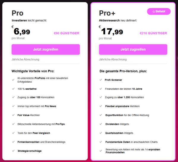InvestingPro Review - was kann der beliebte Aktienscreener? InvestingPro Kostenmodell
