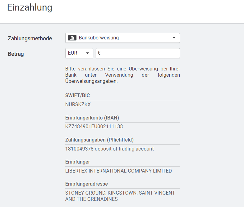 Libertex, der beliebte Online Broker im Fokus: Erfahrungen, Kosten, Seriosität, Test (2025) Libertex Einzahlung Banküberweisung