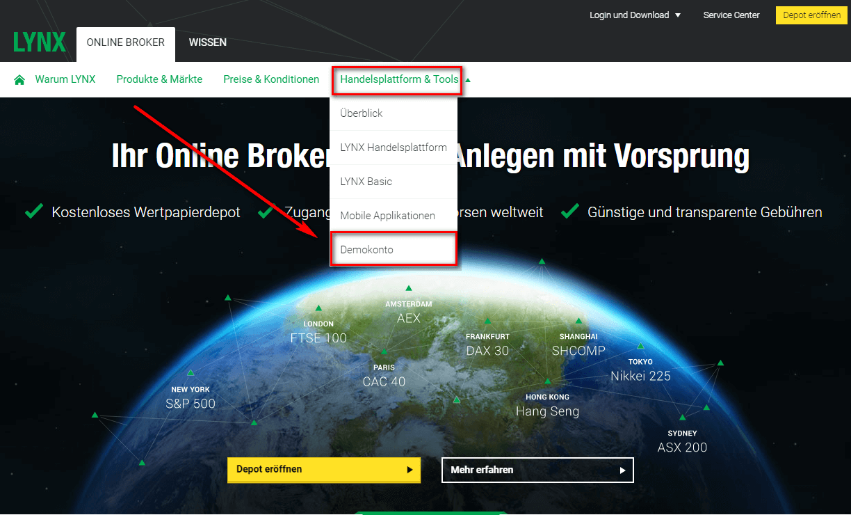 LYNX, der beliebte Online Broker im Fokus: Erfahrungen, Kosten, Seriosität, Test (2025) Anmeldung für ein Demokonto bei Lynx