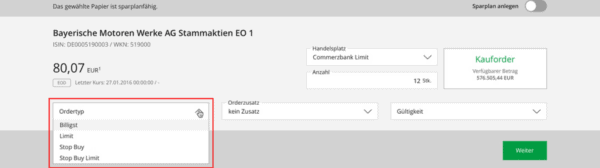 Market Order (Marktauftrag) erklärt - Definition und Beispiele (2025) Im Bild ist zu sehen, wie eine Market Order beim S-Broker aufgegeben werden kann.
Hierzu ist die Ordermaske mit der Auswahl "Billigst" aufgeführt.
