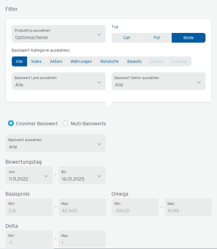 Optionsscheine suchen und finden – so geht man vor. Der ultimative Guide. Optionsscheinfinder CitiFirst Ansicht der Startseite für die Optionsscheinsuche