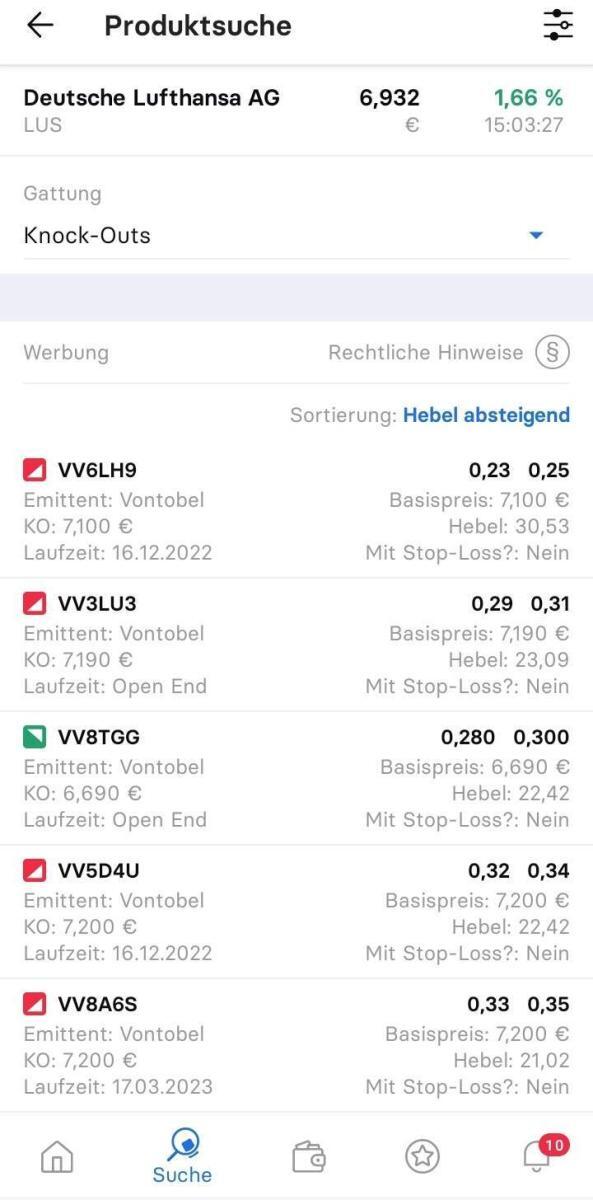 Optionsscheine suchen und finden – so geht man vor. Der ultimative Guide. Optionsscheinfinder Stock 3 App, Anzeige Auswahl der Produktgattung