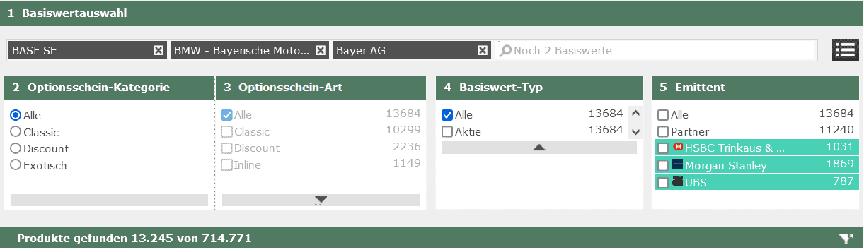 Optionsscheine suchen und finden – so geht man vor. Der ultimative Guide. Optionsscheinfinder WallStreet Online Ansicht Basiswert Suche