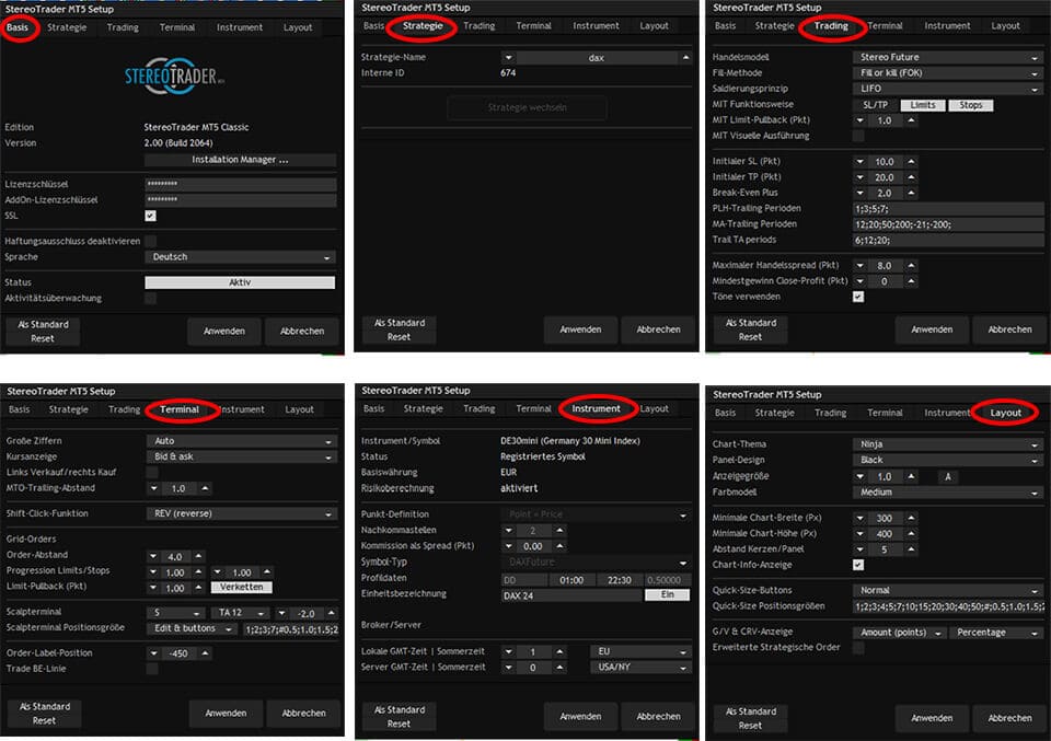 StereoTrader - Erfahrungen und Test (2025) Stereotrader-Setup-Panel-Grundeinstellungen