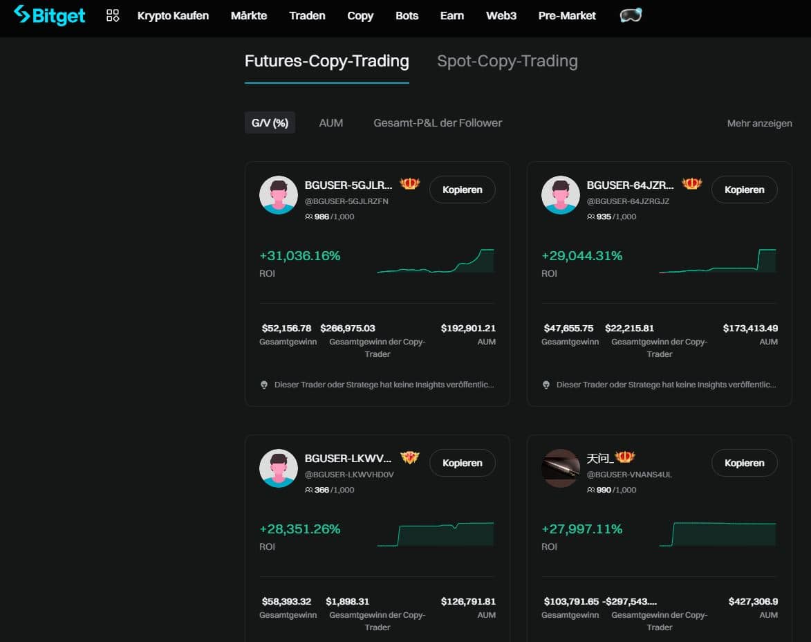 Bitget Erfahrung: Die populäre Krypto-Börse im Test (2025) Über die Copytrading Funktion von Bitget kannst du professionellen Tradern direkt folgen