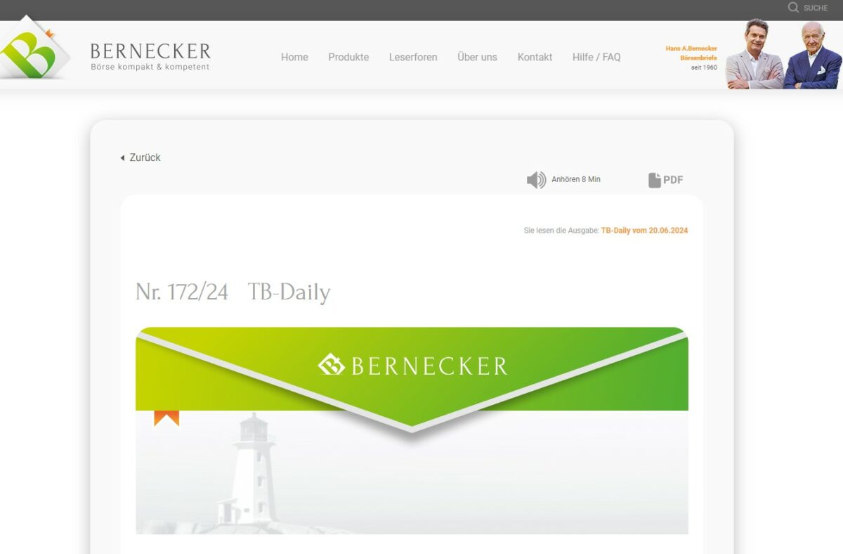 Die Bernecker Börsenbriefe – Aufbau, Inhalte & Kosten (2025) Über die Webseite kannst du die einzelne Ausgaben der Bernecker Börsenbriefe jederzeit kostenlos probelesen