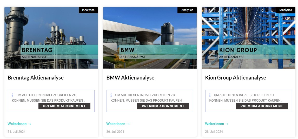 Boersenpaar – der Premium Service und die KI „Quily“ im Test (2025) Um auf die iAnalytics Analysen bei Boersenpaar zugreifen zu können, ist eine Premium Mitgliedschaft erforderlich