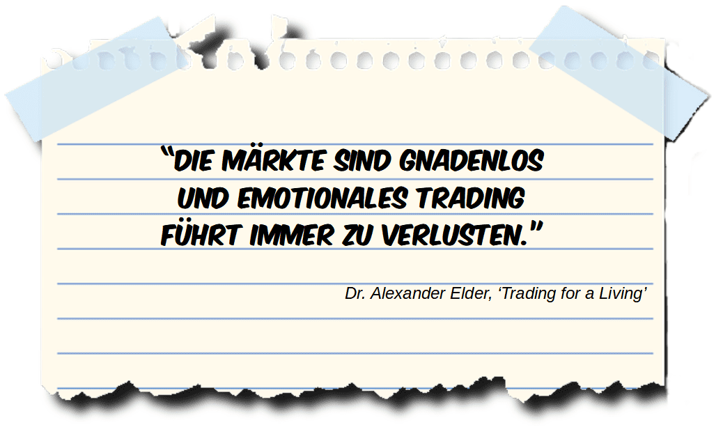 Drawdown im Trading: Wie Sie Verluste minimieren und erfolgreich handeln Zitat A. Elder - Emotionales Trading führt zum Drawdown