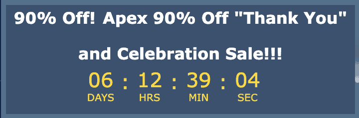 Apex Trader Funding (ATF) - wie gut ist die Fremdkapital Prop-Firma wirklich? (2025) Das Bild zeigt den aktuellen Sale im September 2023.