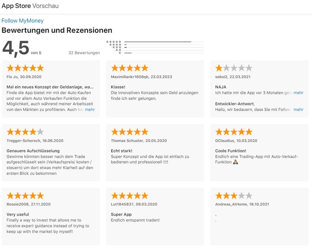 Follow MyMoney Erfahrungen - MyTrader (2025) app store followmymoney bewertungen fallen positiv aus