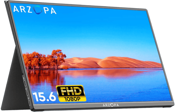 So wählst du den besten und optimalen Trading-Monitor - der ulitmative Guide (2025) Das Bild zeigt den Trading-Monitor von Arzopa. Am besten für mobile Trader.