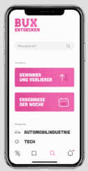 BUX App Erfahrungen - die Finanzmärkte entdecken (2025) BUX App zeigt Gewinner und Verlierer Automobilindustrie