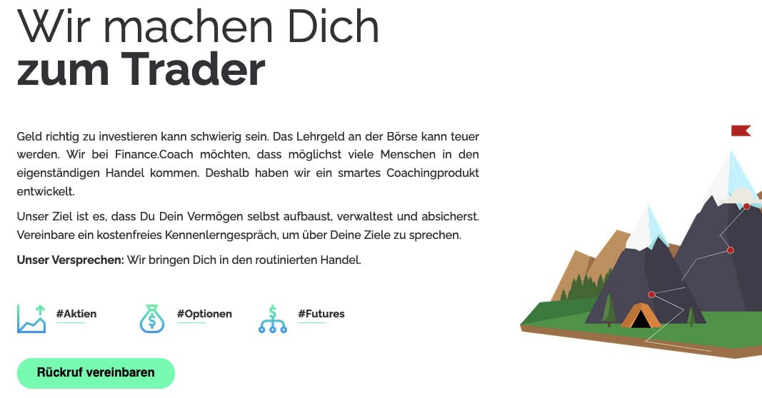 Finance.Coach Erfahrungen - Wie gut sind die Coaches und ihre Programme wirklich? Screenshot des Coaching Angebots von finance.coach