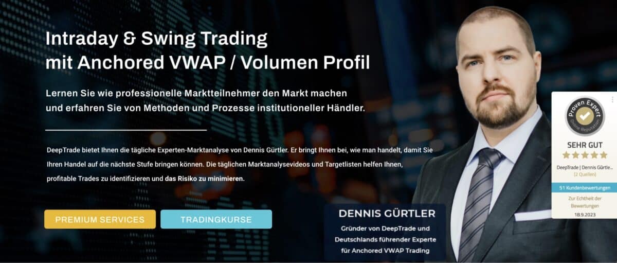 Deeptrade Review - Was steckt hinter der Trading- und Webinar-Plattform von Dennis Gürtler? deeptrade webseite mit Dennis Gürtler