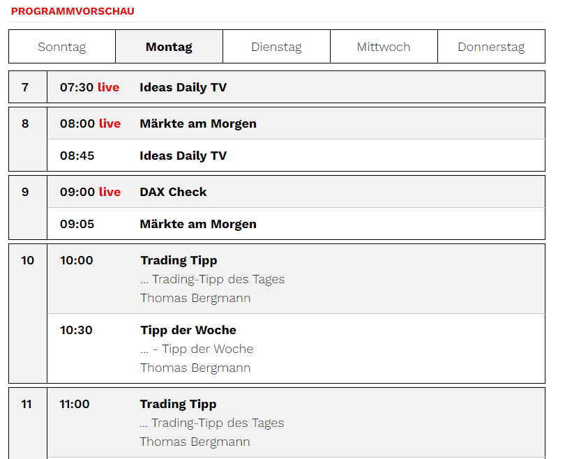 DER AKTIONÄR - Deutschlands großes Börsenmagazin DER AKTIONÄR TV - Programmvorschau