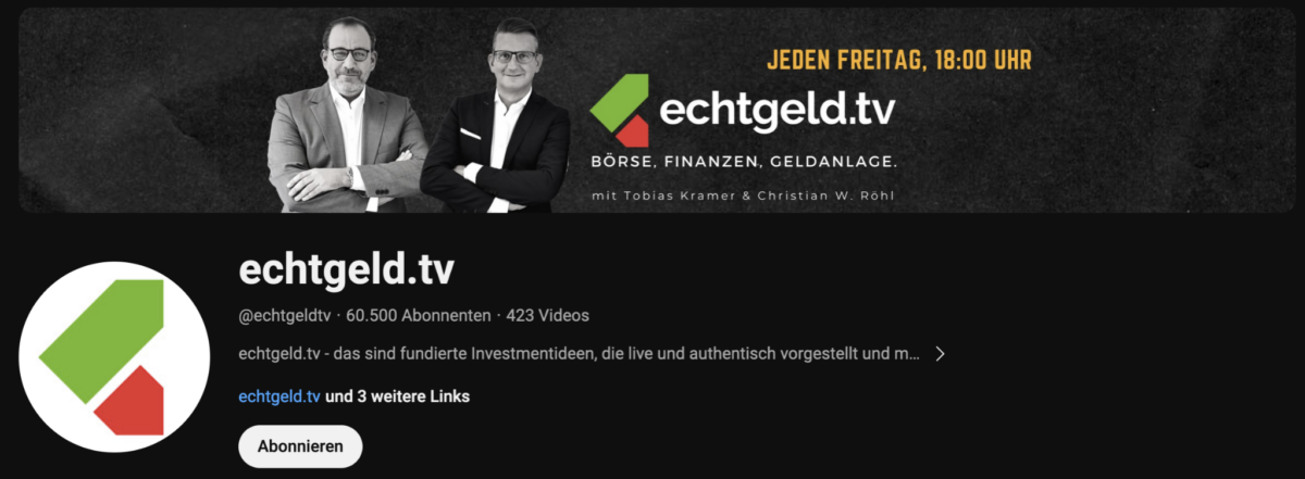 Der Youtube Kanal von echtgeld.tv