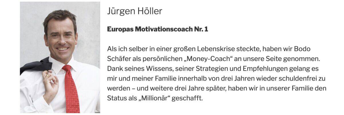 Bodo Schäfer Erfahrungen - Wie gut ist seine Akademie mit Seminaren und Coachings? Erfahrung mit Bodo Schäfer - Jürgen Höller