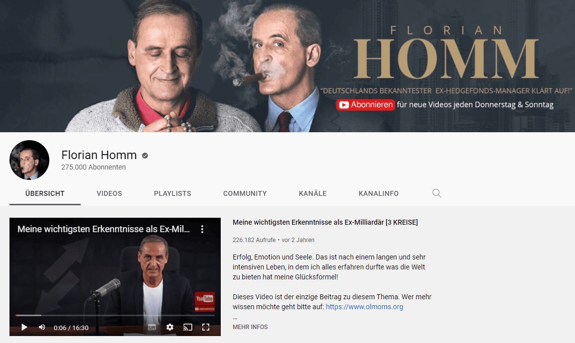 Florian Homm – alles Wichtige über den bekannten Börsenhai – Börsenbrief, Ausbildung, Bücher (2025) Florian Homm YouTube Kanal