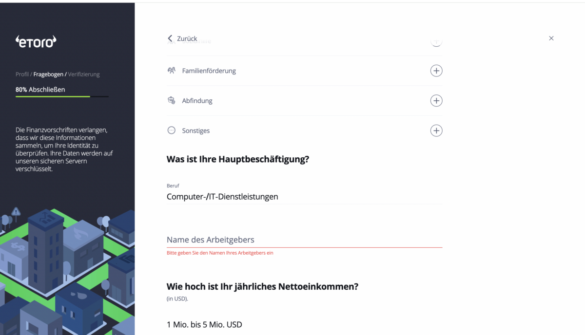 Trading Demokonto kostenlos und ohne Anmeldung (2025) das Bild zeigt Fragen von etoro für das kostenlose demokonto