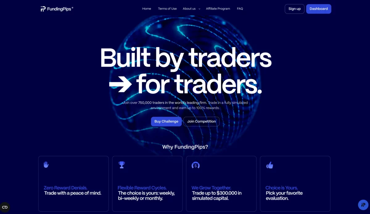 Erfahrungen mit Funding Pips: Wie seriös ist die Prop Firma? (2025) Websiteübersicht von FundingPips