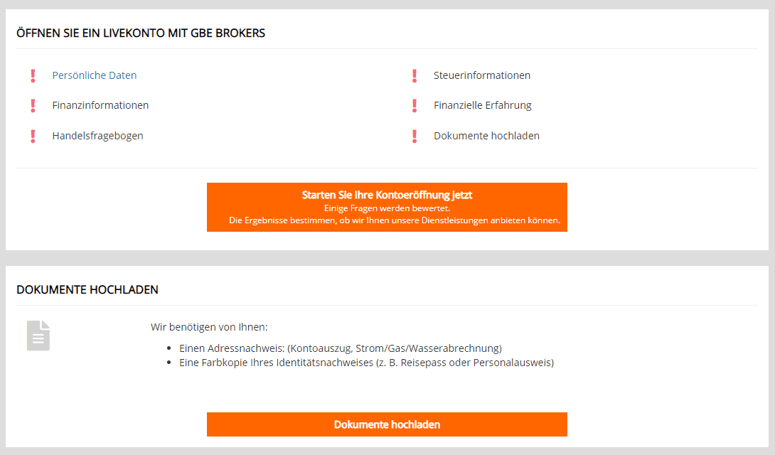 GBE brokers, der beliebte Online Broker im Fokus: Erfahrungen, Kosten, Seriosität, Test (2025) gbe brokers Registrierung mit persönlichen Daten und Dokumenten