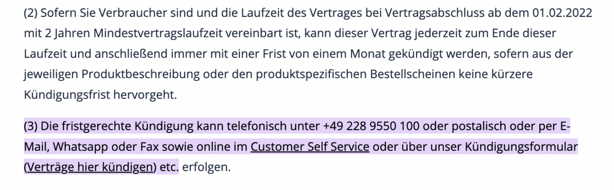 GeVestor Verlag Erfahrungen (2025)– Lohnen sich die Produkte? das Bild zeigt die Kündigungsbedingungen bei dem GeVestor Verlags. Es gibt eine Mindesvertragslaufzeit von 2 Jahren.