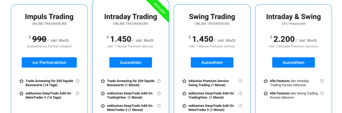 Trading Coaching - was steckt dahinter? (2025) Preisübersicht von Heiko Behrendt. Die Preise fangen bei 990 Euro an.