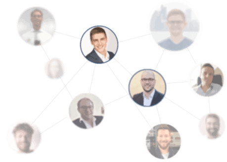 DeltaValue Erfahrungen (2025) - Selbstständige Kapitalanlage an der Börse lernen und zusätzliches Einkommen generieren Grafische Darstellung eines Netzwerks von Investoren im 'Inner Circle' von DeltaValue, die miteinander verbunden sind und sich austauschen können