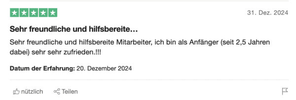 Erfahrungsbericht über verschiedene Börsenbriefe des Investor-Verlags Bild zeigt eine positive Bewertung auf trust pilot vom Investor Verlag.