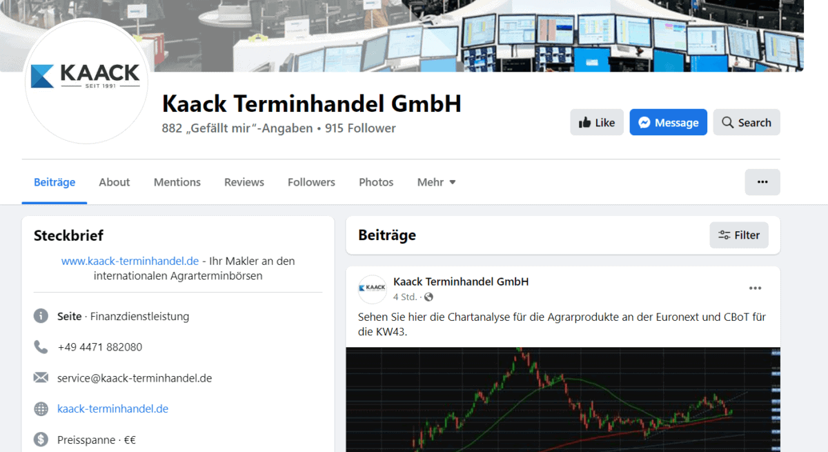 Kaack Terminhandel – Der führende Anbieter für Terminkontrakte im Agrarbereich kaack temrinhandel facebook